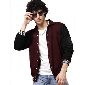 High Quality Custom Leather Varsity <b>Jacket</b> for Men Winter Knitted Button High Street Style Breathable <b>Thick</b> <b>Fleece</b> - Product Image 1