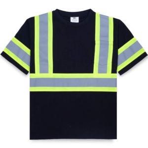 T-shirts à haute visibilité pour hommes à séchage rapide, 100% coton, écologiques, confortables, durables, avec bande réfléchissante verte - Product Image 6