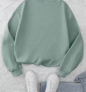 เสื้อสเวตเชิ้ตแขนยาวคอวีสีเขียวมิ้นท์สำหรับผู้หญิง Hardihood International  ลายปักรูปพระจันทร์  ผ้าถัก  สวมใส่สบายๆ สำหรับฤดูใบไม้ผลิ - Product Image 2