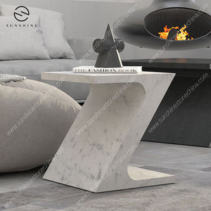 Table d'appoint extérieure en marbre Sunshine en forme de Z, design minimaliste, meubles en pierre naturelle durables pour usage en terrasse - Product Image 6