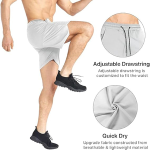 Shorts de sport pour homme style denim, aspect jean en coton, décontractés, pour l'entraînement, le loisir, le streetwear, avec poches latérales, coupe décontractée, été - Product Image 5