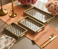 Ensemble de plateaux de service artisanaux en bois et résine, qualité supérieure, décoratifs, par Curio Craft