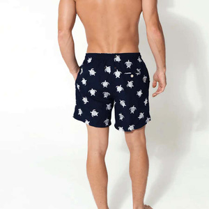 <b>Men's</b> Navy <b>Floral</b> Pattern High Waist Drawstring Quick Dry Breathable Casual Board <b>Shorts</b> with Pockets 100% Polyester - Product Image 5