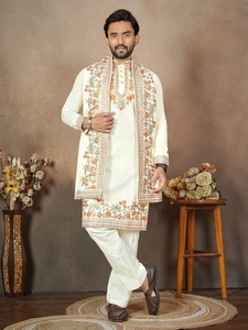 Traditional Embroidery & Sequence Work Silk Straight <b>Kurta</b> Set for Wedding Party & Diwali - Product Image 4