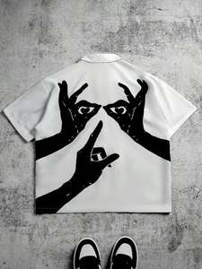 เสื้อซิปพิมพ์ลายกราฟิกขนาดใหญ่สไตล์สตรีทแวร์ แขนสั้น รับผลิตตามสั่ง แบรนด์ส่วนตัว ขายส่ง - Product Image 5