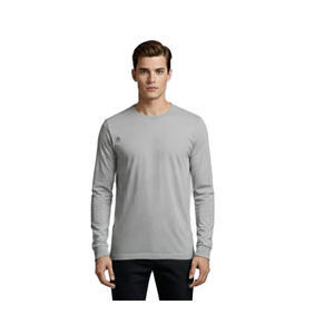 Camiseta Casual de Manga Larga con Cuello Redondo para Hombre, Corte Regular, 95% Algodón, 5% Elastano, Transpirable, Ecológica, de Secado Rápido, Color Sólido, Tallas S-XL - Product Image 1