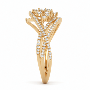 Anillo de Hoja Multibanda con Diamantes Marquise y Diamantes Cultivados en Laboratorio, Inspirado en la Naturaleza, con Engaste de Múltiples Hileras de Puntas, Chapado en Oro de 14K y Rodio - Product Image 2