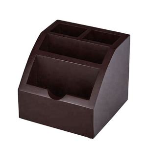 Hot Sale Eco-friendly Desktop Office Wooden Pen Holder <b>Save</b> <b>Space</b> Brown Square Stylish Table Accessory - Product Image 3