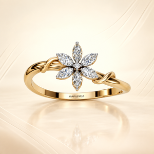 Anillo de Diamante Cultivado en Laboratorio con Corte Redondo y Diseño Floral Moderno para Mujer, Banda con Diseño de Flor Inspirado en la Naturaleza en Oro de 10K, 14K, 18K, Plata 925, 935 - Product Image 2