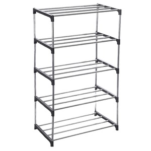 Five Tier Stainless Steel Clothing Rack <b>Space</b> <b>Saving</b> Minimalist Design Standing Type for Bathroom <b>Storage</b> Organizer - Product Image 2
