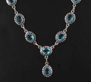 Pendentif ovale en topaze bleue, argent sterling 925, pierre de naissance de décembre, cadeau pour femme, pendentif élégant - Product Image 4