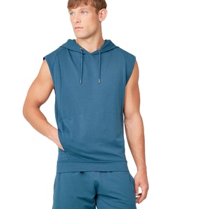 Best Quality Custom Printed Logo Sleeveless Zipper-Up <b>Hoodie</b> for Men Gym Fitness Spring <b>Workout</b> Wear Polyester/Cotton Quick Dry - Product Image 1