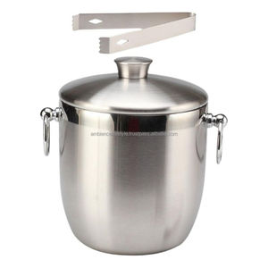 Elegante Cubitera de Metal con Acabado Plateado, Aislamiento y Pinzas, Ideal para Servir Vino, Champán y Cócteles - Product Image 1