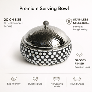 Juego de Cazuelas para Servir con Incrustaciones de Madreperla y Base de Madera |   Calentador de comida de acero inoxidable, elegante utensilio de cocina para regalo. - Product Image 5