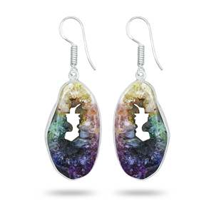 Wholesale Bohemian Window Solar Druzy Silver Plated <b>Dangle</b> <b>Earrings</b> New Design Gemstone Mainly Made Brass for Party At Best - Product Image 4