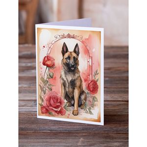 Malinois belge Valentine Roses A7 Cartes de vœux Lot de 8 cartes de note vierges fantaisistes 5x7 avec enveloppes - Product Image 2