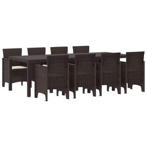 Juego de comedor de jardín de ratán marrón de 9 piezas, muebles de jardín Polytropic - Product Image 1