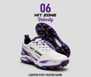 รองเท้าคริกเก็ต HIT ZONE ประสิทธิภาพสูง ตะเข็บคู่ ออกแบบมาเพื่อการเคลื่อนไหวที่รวดเร็ว ยึดเกาะดีเยี่ยม สวมใส่สบายยาวนาน สำหรับอายุ 12 ปีขึ้นไป - Product Image 1