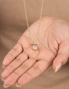 จี้เพชรทรงกลมเจียระไนแบบบริลเลียนท์ ทองคำแท้ 18K สำหรับผู้หญิง สร้อยคอแบบมินิมอลสำหรับใส่ทุกวัน สี G พร้อมพลอยธรรมชาติ - Product Image 2