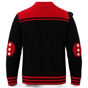 Custom <b>Red</b> Black DS Sorority Acrylic Knitted <b>Cardigan</b> for Women with Button Long Sleeve V-neck High Quality - Product Image 2