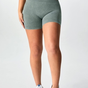 Shorts de yoga sans couture gris noir ombré, taille haute, effet push-up, pour femme, shorts de sport dégradés pour le fitness - Product Image 2