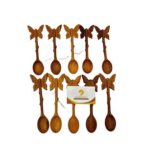 Juego de cucharas de madera con mango de mariposa, 10 piezas, 2 cucharas grabadas, hechas de alta calidad, las más vendidas para mesa. - Product Image 2