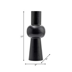 Vase de table moderne Aura Drift noir, design industriel fait main, décoration minimaliste, 10x8x3 pouces - Product Image 1