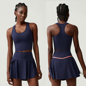 Custom Women Tennis Uniform Sleeveless Tank Top and Pleated Skirt Set Breathable Quick Dry Stretch Sportswear for Training - Product Image 1