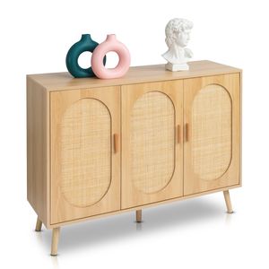 Mobile Portascarpe in Rattan dal Design Moderno e Semplice, 3 Ante con Ripiani Regolabili in MDF per Soggiorno, Camera da Letto, Corridoio - Product Image 4