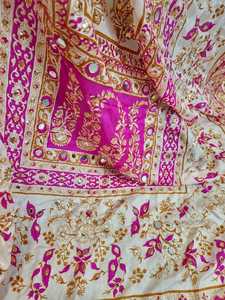 Ethnic Handmade <b>Silk</b> Banjara Shawl Women's Floral Print Long <b>Scarf</b> With Mirror Work All Seasons Fashion Accessory Custom Colors - Product Image 5