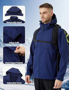 Chaqueta Softshell Admiral Navy para Hombre – Chaqueta Náutica Premium Resistente al Agua con Capucha Antitormenta Extraíble - Product Image 6
