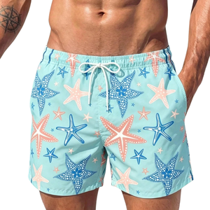 Mens <b>Animal</b> Print Breathable Quick Dry Swim Shorts Elastic Waist Drawstring Casual Summer Board Shorts - Product Image 3