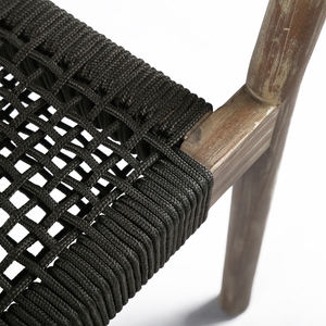 Silla de comedor Doma hecha de madera de teca maciza de alta calidad con cuerda tejida para interiores o exteriores. - Product Image 5