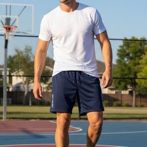 Pantalones Cortos Deportivos para Hombre, Diseño Personalizado, Color Azul Marino, Secado Rápido, Cintura con Cordón Ajustable, Impresión de Logotipo Lateral, Tela Premium, ODM - Product Image 6
