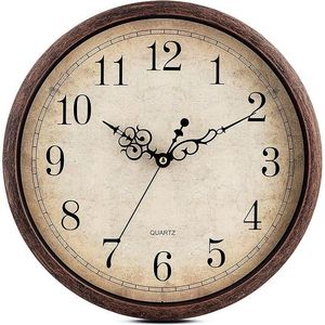 Orologio da Parete Silenzioso al Quarzo da 12 Pollici, Marrone Vintage, Facile da Leggere, Decorativo per Casa e Cucina - Product Image 1