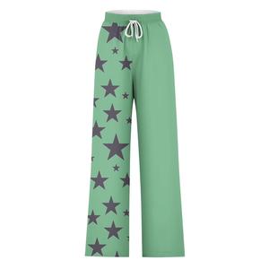 Pantalon large taille haute coupe bootcut longueur totale pour femme, décontracté, avec cordon de serrage, coupe ample, écoresponsable, poches, couleur unie - Product Image 3