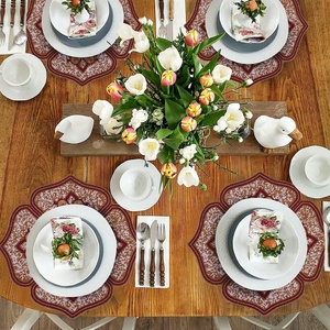 แผ่นรองจานทำมือสองสี แผ่นรองโต๊ะตกแต่ง ดีไซน์ไม่ซ้ำใคร สำหรับโต๊ะอาหาร ของตกแต่งบ้าน จำหน่ายจำนวนมาก - Product Image 4