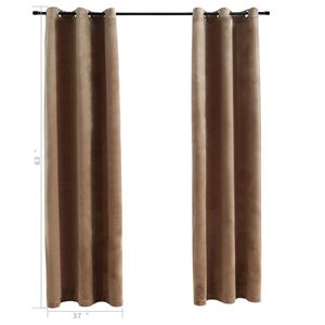 2 pezzi Beige 37 "x 63" tende oscuranti in velluto con anelli Beige 37 "x 63" Set mantovane e tende - Product Image 4