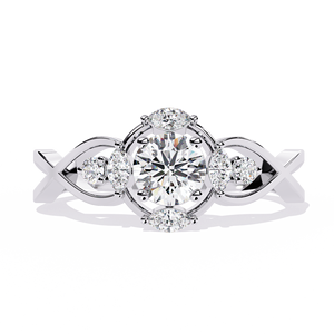 Bague de fiançailles en platine avec diamants ronds et diamants latéraux, style classique, certifiée GIA, bijoux pour femmes - Product Image 1