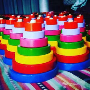 Colorful Plastic Stacking <b>Rings</b> Toy Set Five Layers Round Glossy Children's Play Storage Organizer for Living Room - Product Image 3