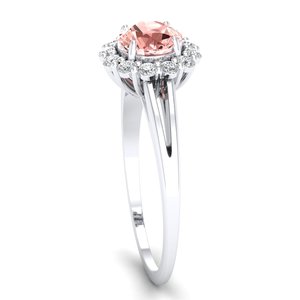 Bagues de fiançailles REYES certifiées GRA en argent sterling 925 avec pierre précieuse morganite, bagues fines en moissanite VVS pour femmes, bijoux - Product Image 3