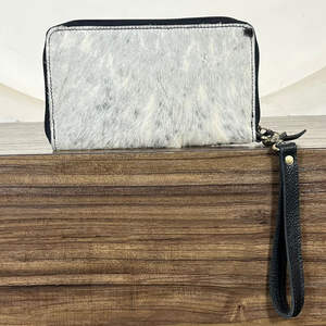 Handmade Stylish Hair on Cowhide Leather Long Wallet <b>Purse</b> Tooled Leather Eagle Design <b>Zip</b> <b>Around</b> Wristlet Clutch for Women's - Product Image 5