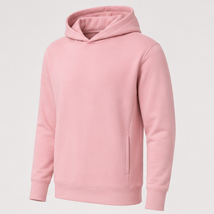 เสื้อฮู้ดผู้ชายสีชมพูพาสเทลแบบเรียบง่าย สวมใส่สบาย ไม่มีเชือกผูก ด้านหน้าเรียบ น้ำหนักเบา ผ้าคอตตอนเทอร์รี่ รุ่น MHOOD-0026 - Product Image 3