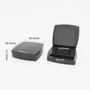 Estuche de Maquillaje Compacto Cuadrado 3G con Contorno, Negro Brillante, para Polvo de un Solo Color, con Compartimento para Brocha - Product Image 6