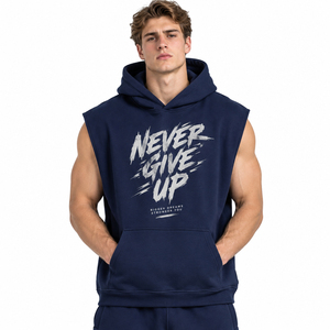 Hoodie sans manches pour homme imprimé par sublimation, en molleton de coton épais, pour l'hiver, coupe oversize - Product Image 1