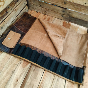 High quality leather <b>tool</b> <b>roll</b> organizer bags wholesale custom logo OEM supplier premium portable storage worldwide for sale - Product Image 3