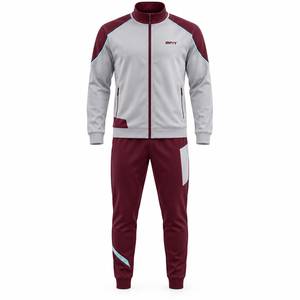 Premium Color Block Tracksuit Set with Zip Jacket and <b>Tapered</b> <b>Joggers</b> for <b>Men</b> - Product Image 1