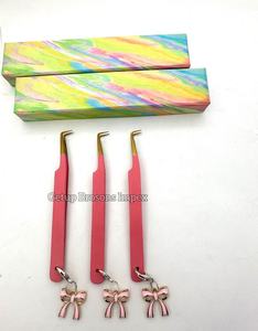 Pince à épiler pour cils en acier inoxydable à 90 degrés, pointe en fibre, rose, pointes lisses/dentelées, prise en main parfaite, anti-statique, anti-magnétique, logo personnalisé - Product Image 3