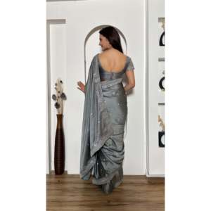 Hermoso Vestido de Noche, Sari con Pedrería para Fiestas - Product Image 2