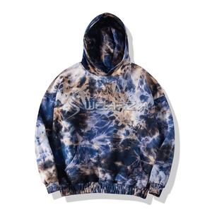 PLUS SIZE Tie Dye Imprimé À Capuche Avec Poches Manches Longues Cordon Lâche Broderie Sweat High Street Hoodies Pour Hommes - Product Image 5